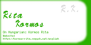 rita kormos business card